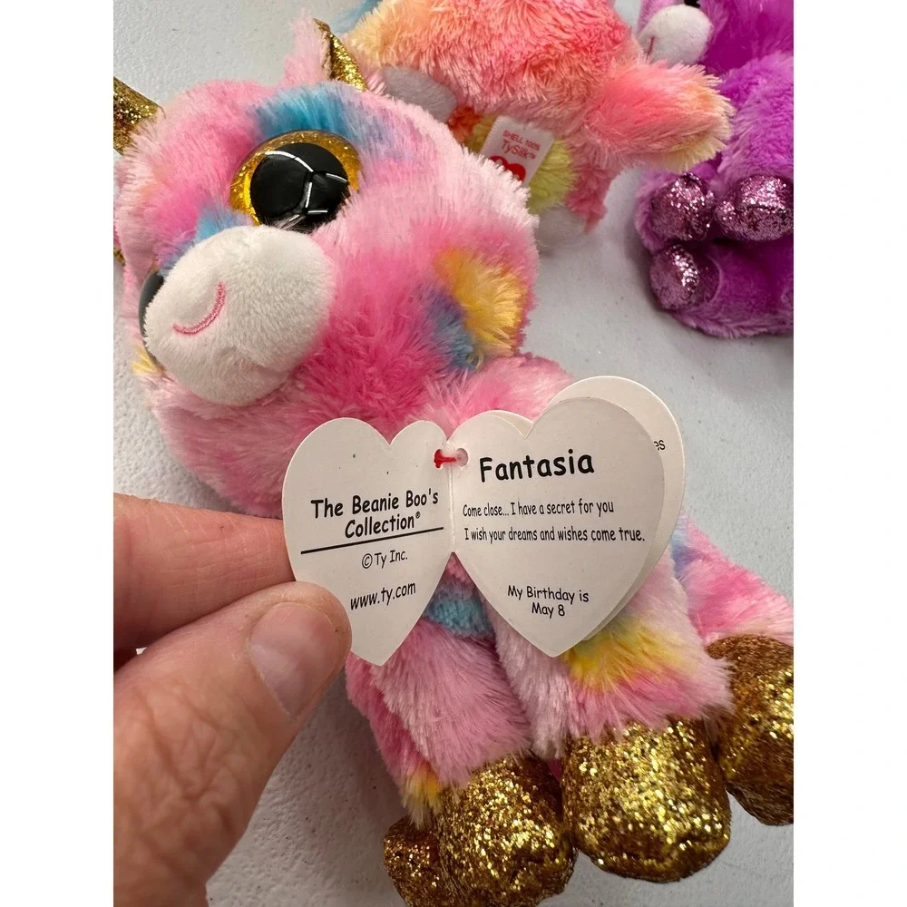 Ty Beanie Boos Plush Fantasia Yips Rosette Unicorn Chihuahua 6in Lot 3 Kids Toy